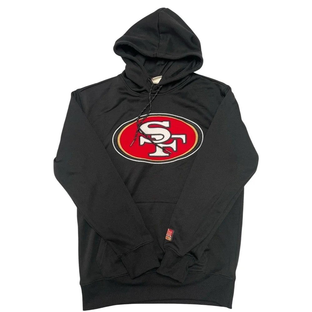 San Francisco 49ers Small Men's Stitch Logo NFL Ultra Game Black‎ Hoodie NWOT